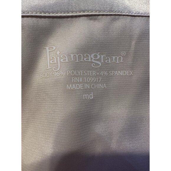 PajamaGram ivory satin 2-piece PJ Pajama Lounge Set Size Medium Elastic Waist - Picture 8 of 9